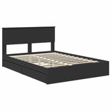 Letto con Contenitore Nero 135 x 190 cm Legno truciolato