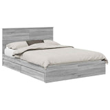 Letto con Contenitore con testiera Grigio Sonoma 135 x 190 cm