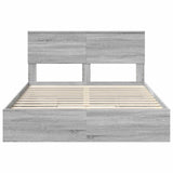 Letto con Contenitore con testiera Grigio Sonoma 135 x 190 cm