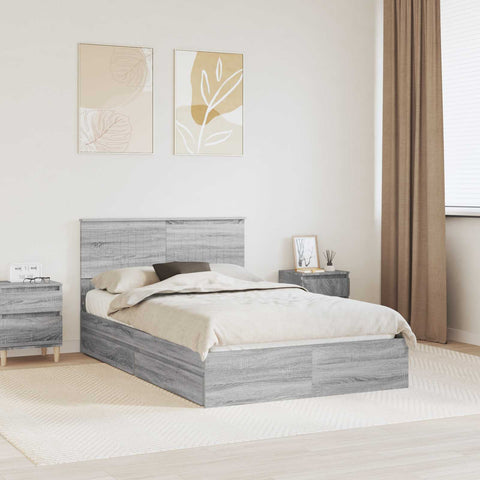 Letto con Contenitore con testiera Grigio Sonoma 120 x 190 cm