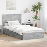 Letto con Contenitore con testiera Grigio cemento 100 x 200 cm