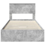 Letto con Contenitore con testiera Grigio cemento 100 x 200 cm