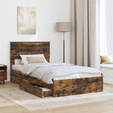 Letto con Contenitore con testiera Rovere fumé 100 x 200 cm