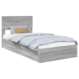 Letto con Contenitore con testiera Grigio Sonoma 100 x 200 cm