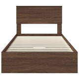 Letto con Contenitore con testiera Rovere Marrone 100 x 200 cm