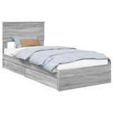 Letto con Contenitore con testiera Grigio Sonoma 90 x 200 cm