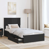 Letto con Contenitore Nero 90 x 190 cm Legno truciolato
