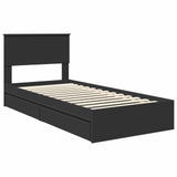 Letto con Contenitore Nero 90 x 190 cm Legno truciolato