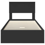 Letto con Contenitore Nero 90 x 190 cm Legno truciolato