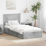 Letto con Contenitore con testiera Grigio cemento 90 x 190 cm