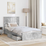 Letto con Contenitore con testiera Grigio cemento 90 x 190 cm