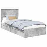 Letto con Contenitore con testiera Grigio cemento 90 x 190 cm