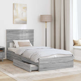 Letto con Contenitore con testiera Grigio Sonoma 90 x 190 cm