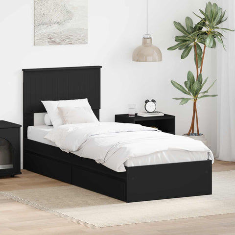 Letto con Contenitore Nero 75 x 190 cm Legno truciolato