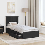 Letto con Contenitore Nero 75 x 190 cm Legno truciolato