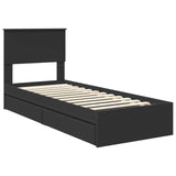 Letto con Contenitore Nero 75 x 190 cm Legno truciolato
