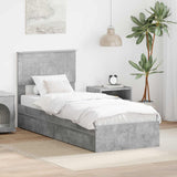 Letto con Contenitore con testiera Grigio cemento 75 x 190 cm