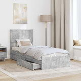 Letto con Contenitore con testiera Grigio cemento 75 x 190 cm