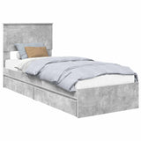 Letto con Contenitore con testiera Grigio cemento 75 x 190 cm