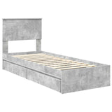 Letto con Contenitore con testiera Grigio cemento 75 x 190 cm