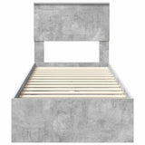 Letto con Contenitore con testiera Grigio cemento 75 x 190 cm