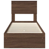 Letto con Contenitore con testiera Rovere Marrone 75 x 190 cm