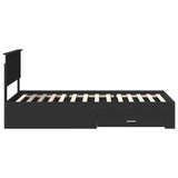 Struttura del letto con cassetto Nero e Argento 100 x 200 cm