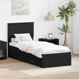 Struttura del letto con cassetto Nero e Argento 75 x 190 cm