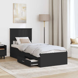 Struttura del letto con cassetto Nero e Argento 75 x 190 cm