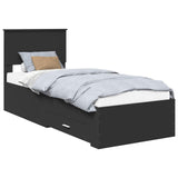 Struttura del letto con cassetto Nero e Argento 75 x 190 cm