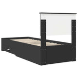 Struttura del letto con cassetto Nero e Argento 75 x 190 cm