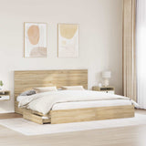 Letto con Contenitore con testiera Rovere Sonoma 200 x 200 cm