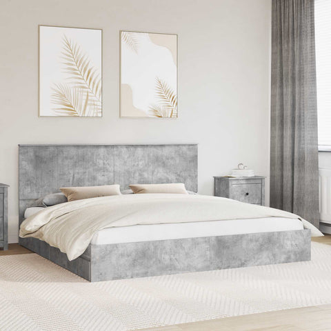 Letto con Contenitore con testiera Grigio cemento 200 x 200 cm