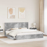 Letto con Contenitore con testiera Grigio cemento 200 x 200 cm