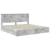 Letto con Contenitore con testiera Grigio cemento 200 x 200 cm