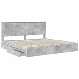 Letto con Contenitore con testiera Grigio cemento 200 x 200 cm