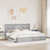 Letto con Contenitore con testiera Grigio Sonoma 200 x 200 cm