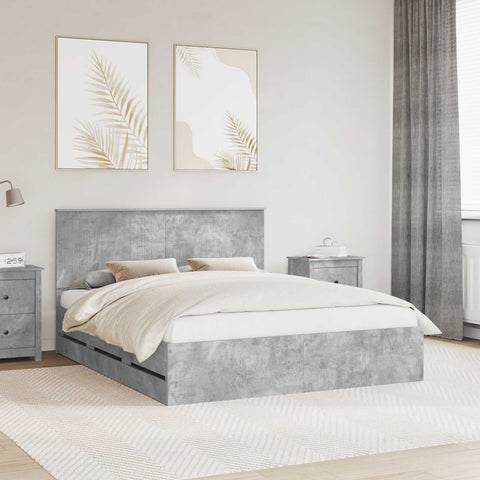 Letto con Contenitore con testiera Grigio cemento 160 x 200 cm
