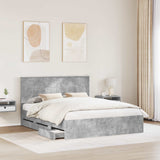 Letto con Contenitore con testiera Grigio cemento 160 x 200 cm