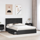 Letto con Contenitore Nero 150 x 200 cm Legno truciolato