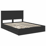 Letto con Contenitore Nero 150 x 200 cm Legno truciolato