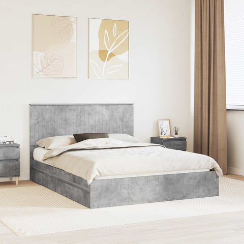 Letto con Contenitore con testiera Grigio cemento 150 x 200 cm