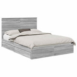 Letto con Contenitore con testiera Grigio Sonoma 140 x 200 cm