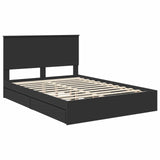 Letto con Contenitore Nero 140 x 190 cm Legno truciolato