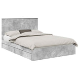 Letto con Contenitore con testiera Grigio cemento 140 x 190 cm