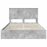 Letto con Contenitore con testiera Grigio cemento 140 x 190 cm