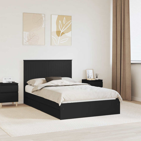 Letto con Contenitore Nero 120 x 200 cm Legno truciolato