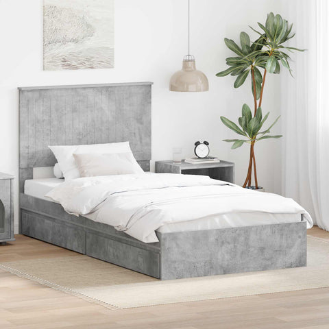 Letto con Contenitore con testiera Grigio cemento 100 x 200 cm