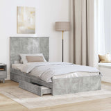 Letto con Contenitore con testiera Grigio cemento 100 x 200 cm