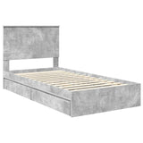 Letto con Contenitore con testiera Grigio cemento 100 x 200 cm